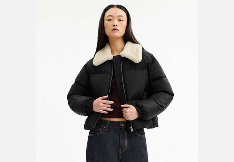 Puffer With Shearling Collar