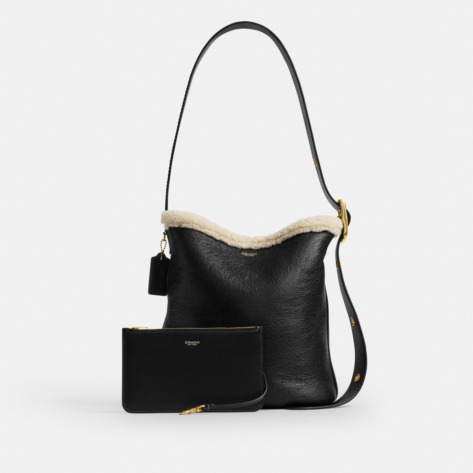Bleecker Bucket Bag In Shearling