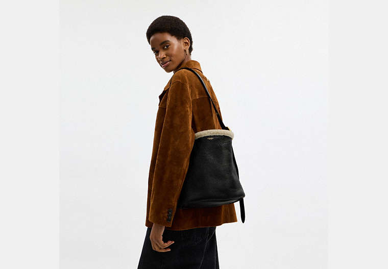 Bleecker Bucket Bag In Shearling
