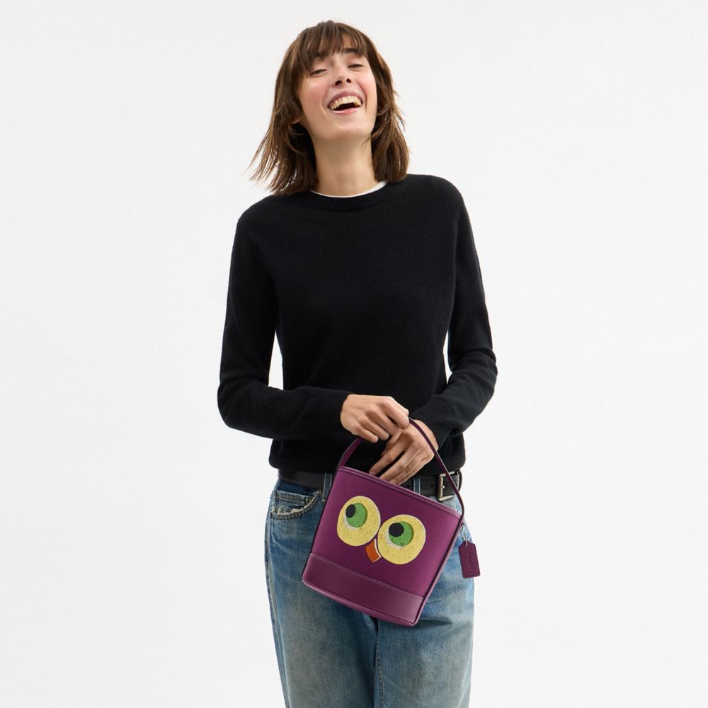 Trick Or Treat Bucket With Halloween Owl In Regenerative Cotton