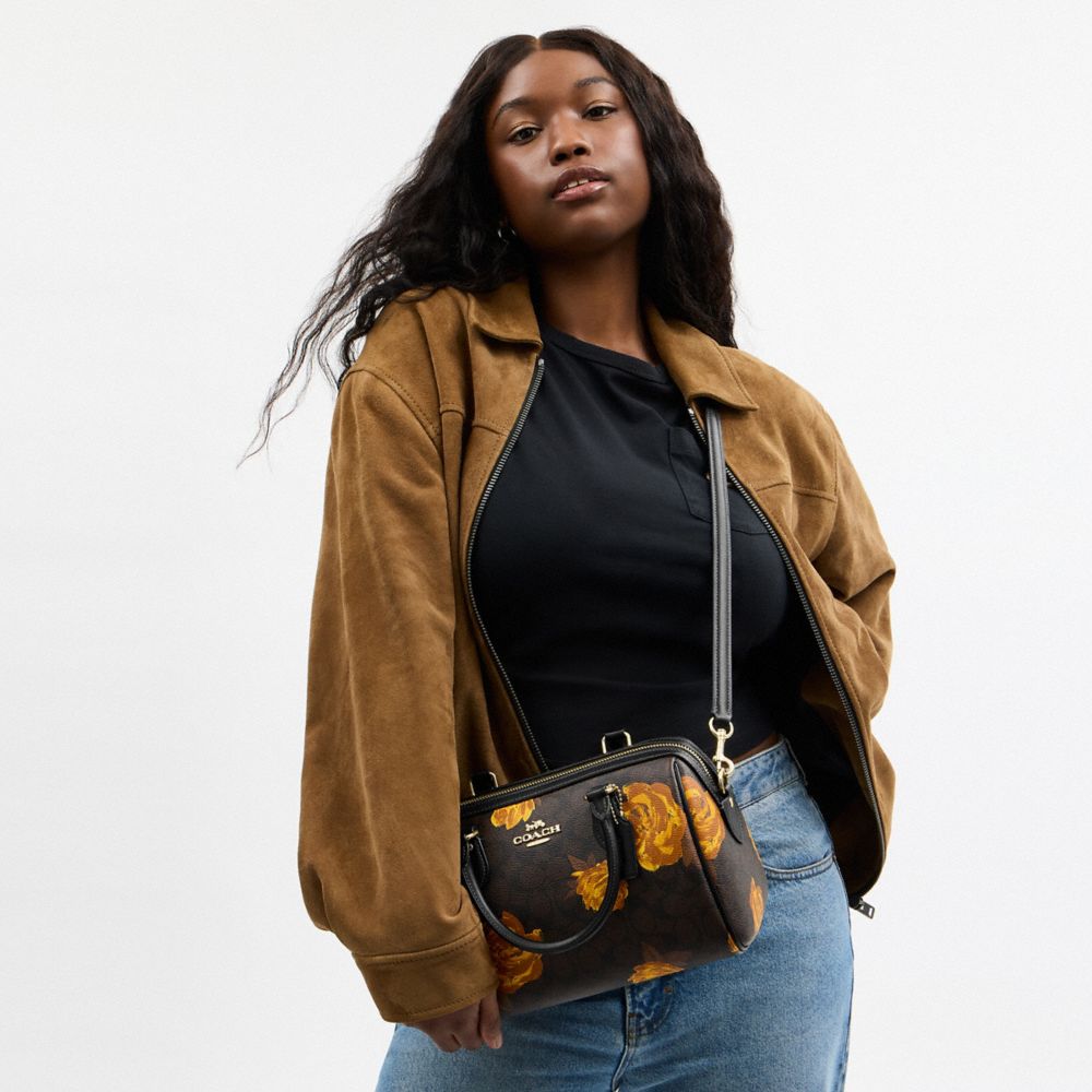 Rowan Satchel Bag In Signature Canvas With Floral Print