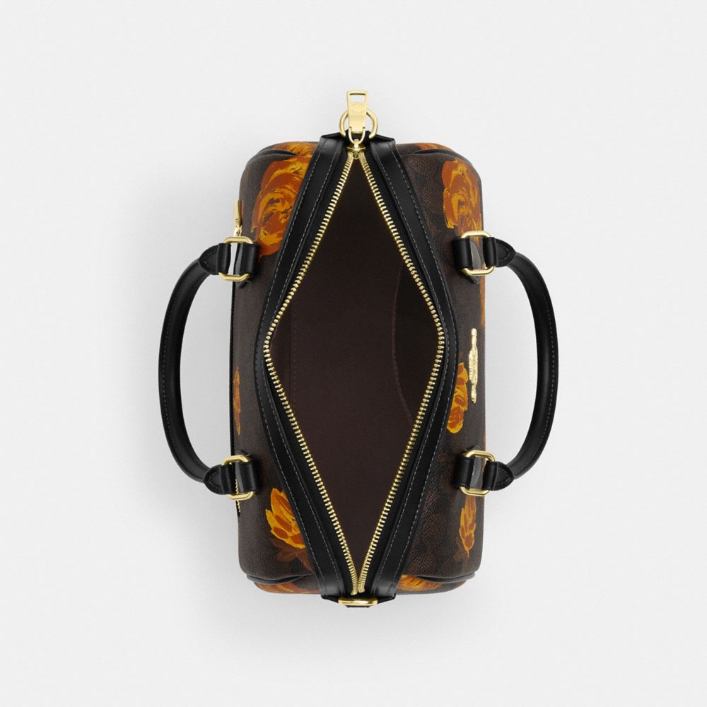 Rowan Satchel Bag In Signature Canvas With Floral Print