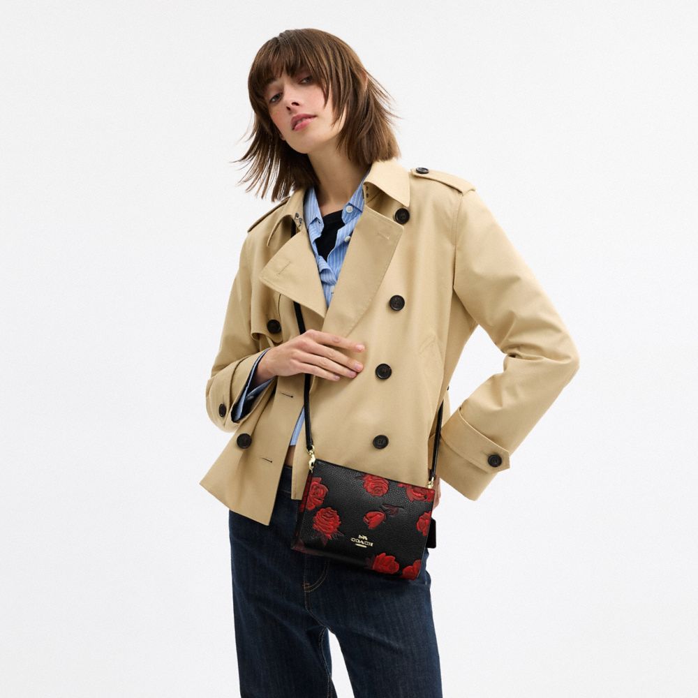 Slim Crossbody Bag With Floral Print