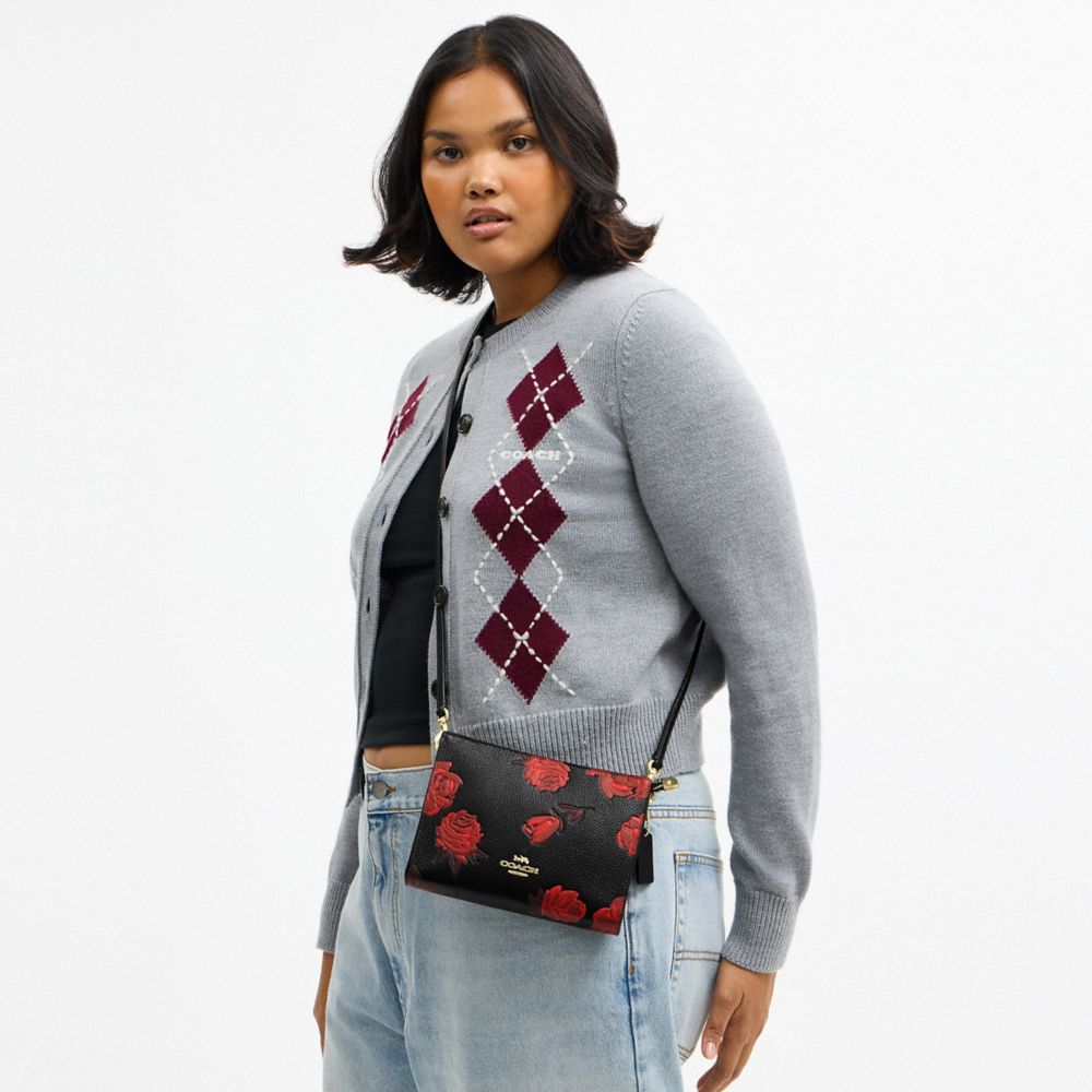 Slim Crossbody Bag With Floral Print