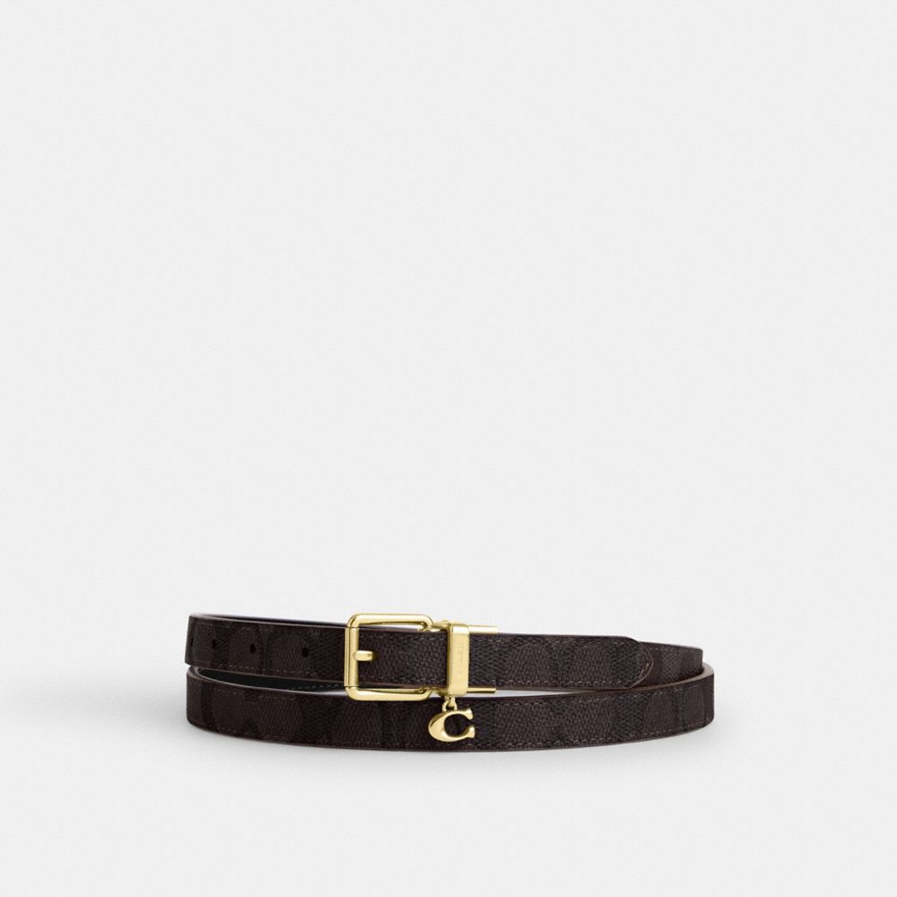 Roller Buckle Cut-To-Size Reversible Belt In Signature Canvas With Charm, 18 Mm