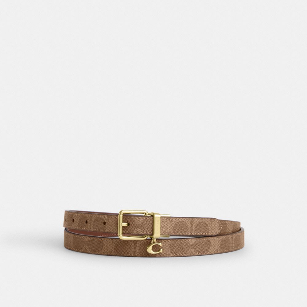 Roller Buckle Cut-To-Size Reversible Belt In Signature Canvas With Charm, 18 Mm