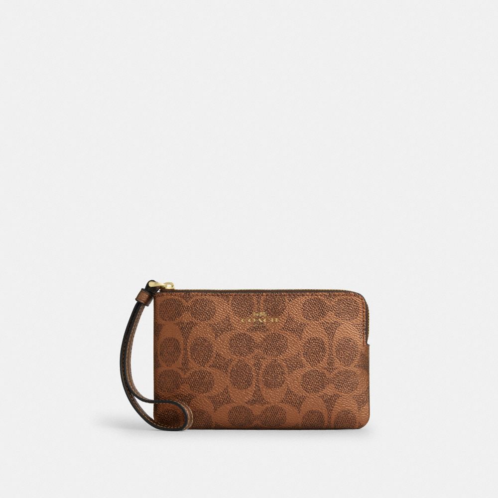Corner Zip Wristlet In Signature Canvas