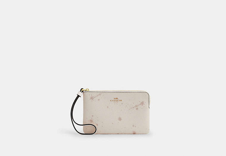 Corner Zip Wristlet With Star Print