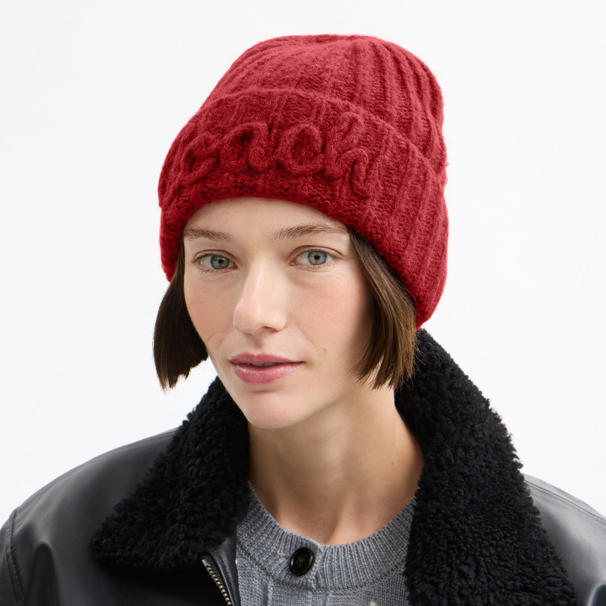 Coach Script Knit Beanie