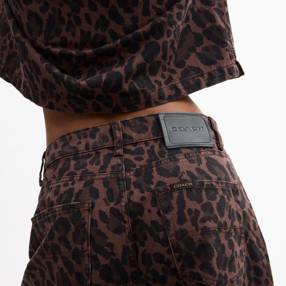 Leopard Print Barrel Jeans In Organic Cotton
