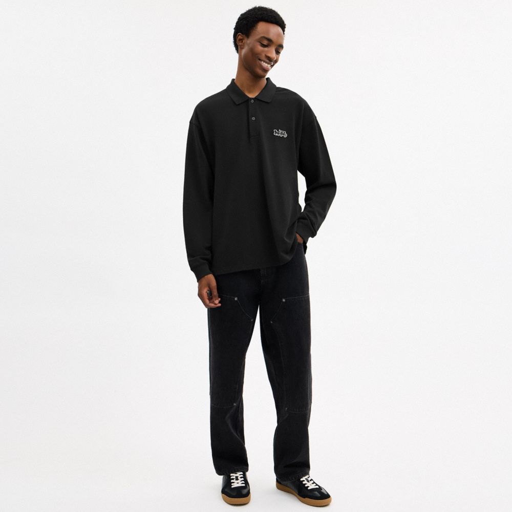 Horse And Carriage Long Sleeve Polo