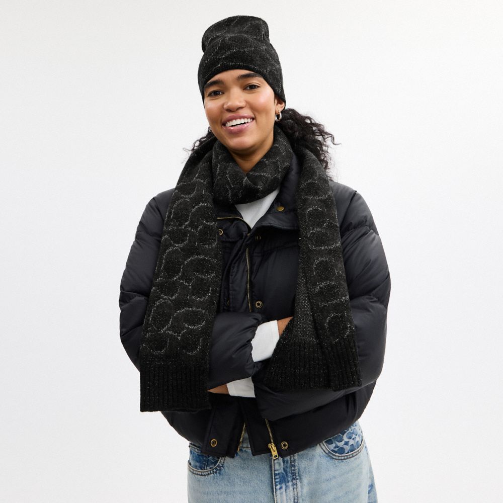 Signature Metallic Beanie And Muffler Gift Set