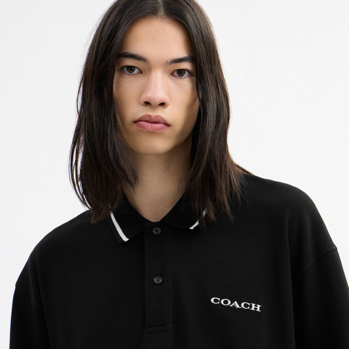 Signature Trim Long Sleeve Polo In Regenerative Cotton