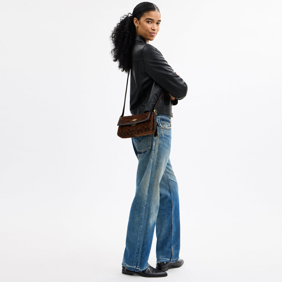Etta Small Flap Shoulder Bag In Signature Chenille