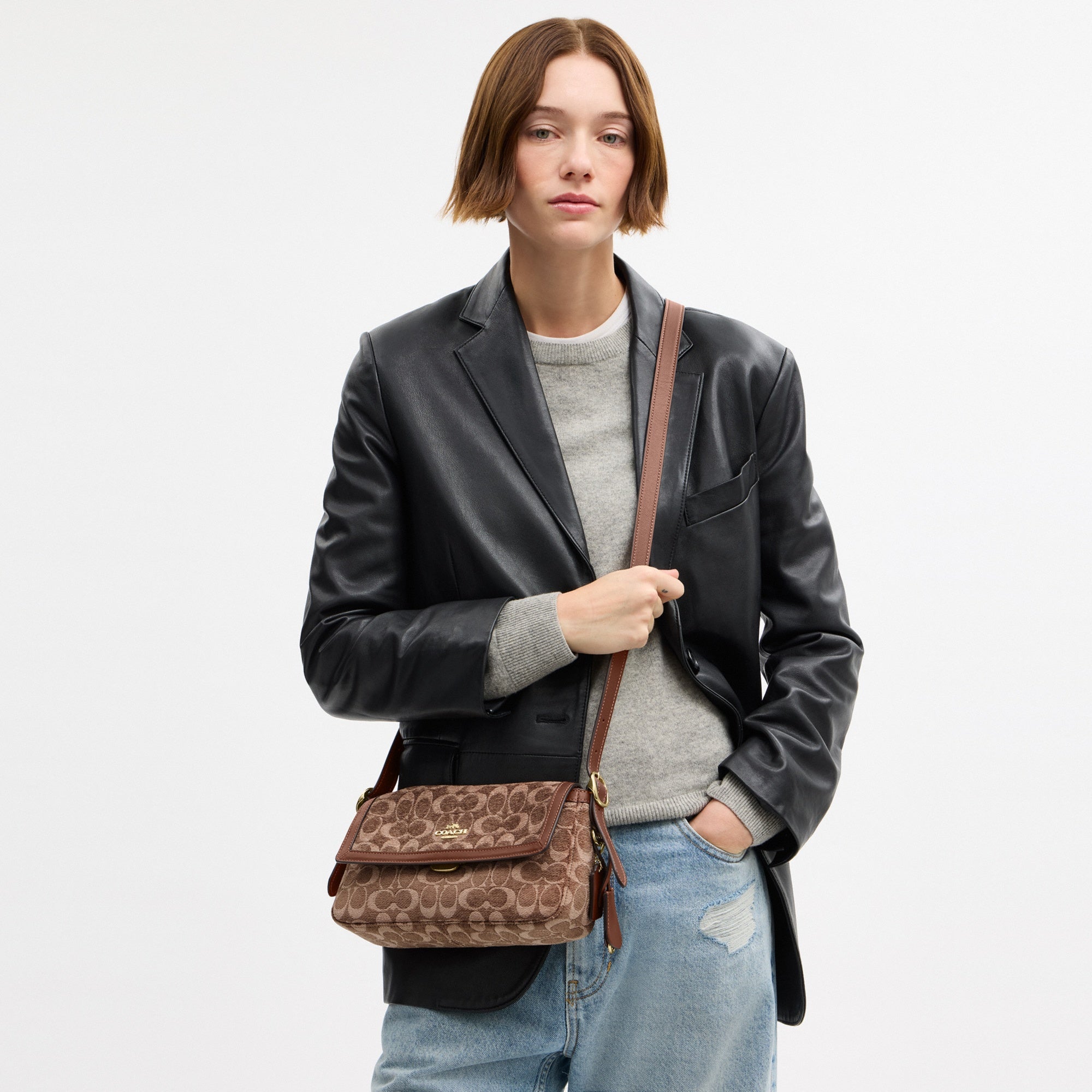 Etta Small Flap Shoulder Bag In Signature Chenille