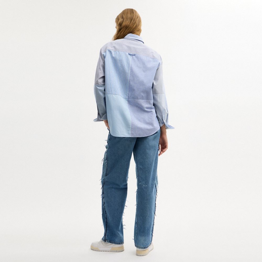 Repurposed Cotton Patchwork Oxford Shirt