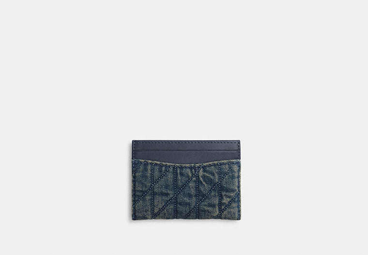 Essential Card Case In Regenerative Cotton Denim With Quilting