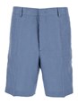 Fendi Blue Shorts with All-Over FF Jacquard in Linen Blend Man