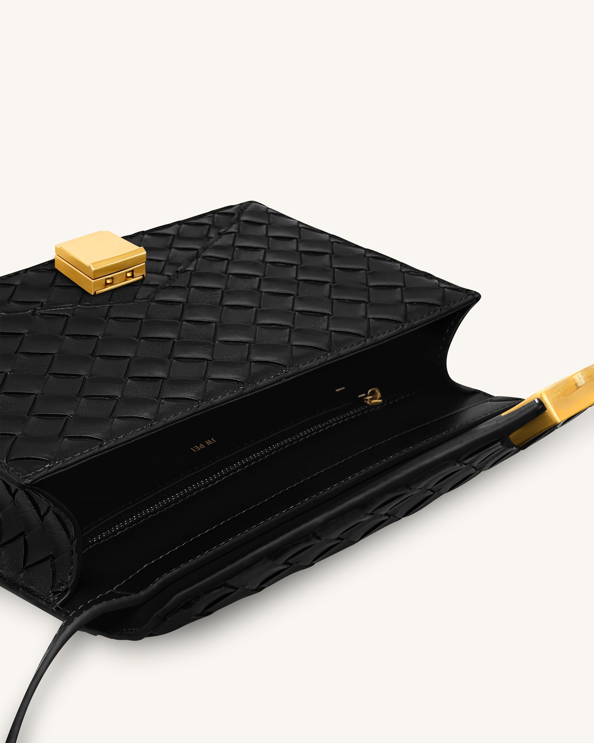 Clio Woven Textured Envelope Crossbody Bag - Black