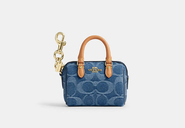 Mini Rowan Bag Charm In Signature Denim