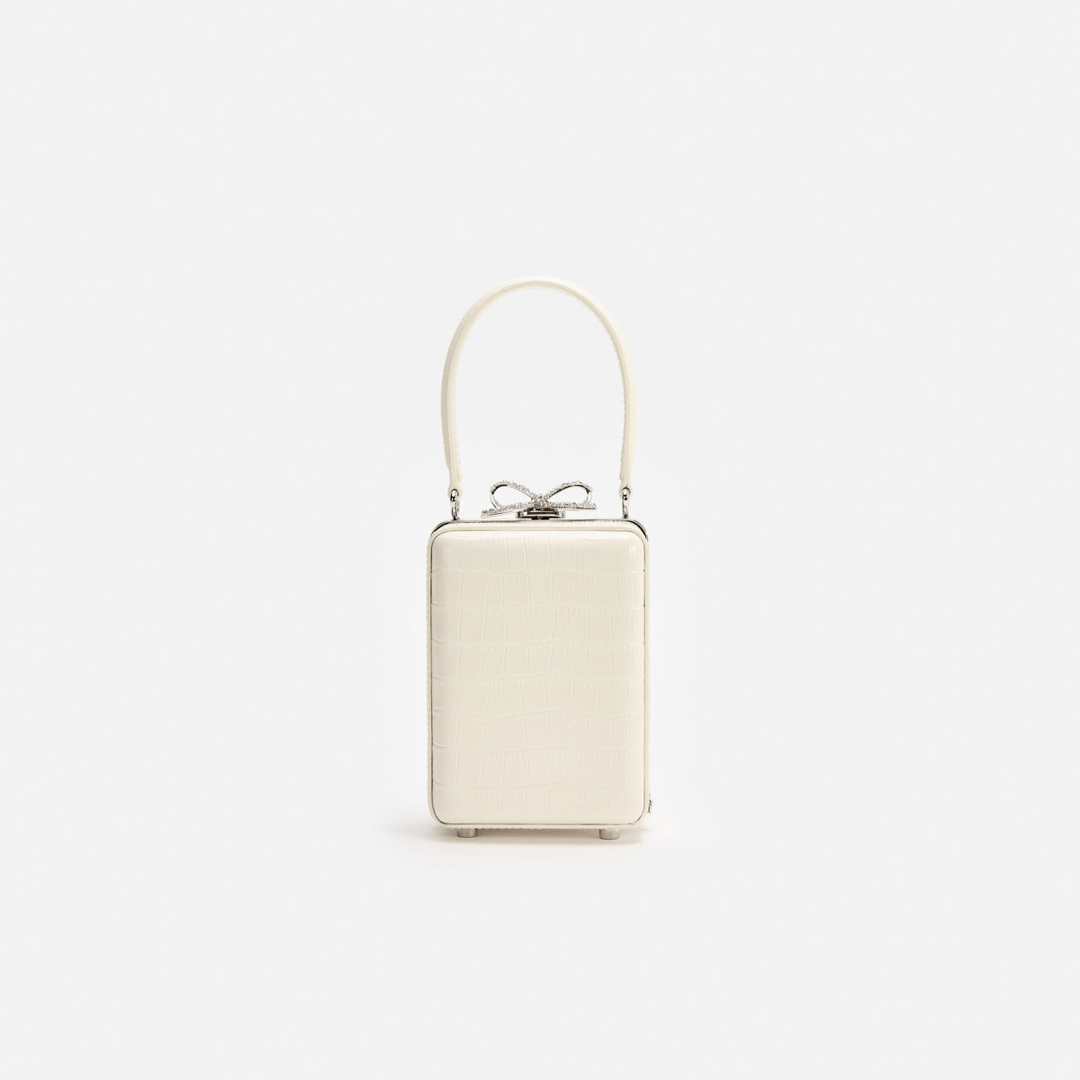 Cream Croc Leather Micro Bag