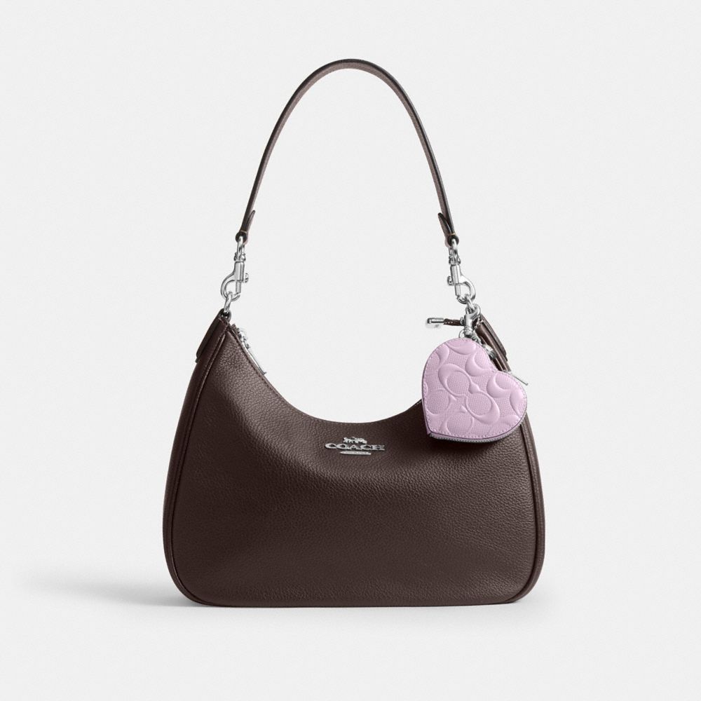 Klare Bag Charm In Signature Leather With Heart Charm