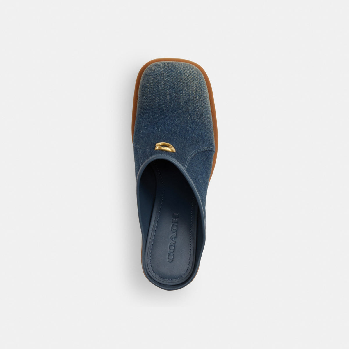 Sculpted C Heeled Mule In Loved Denim