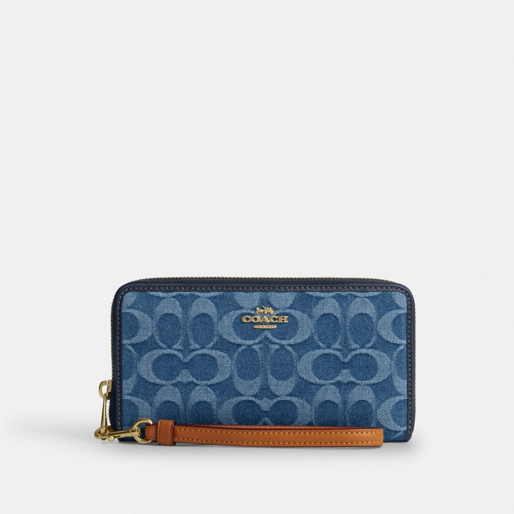 Long Zip Around Wallet In Signature Denim