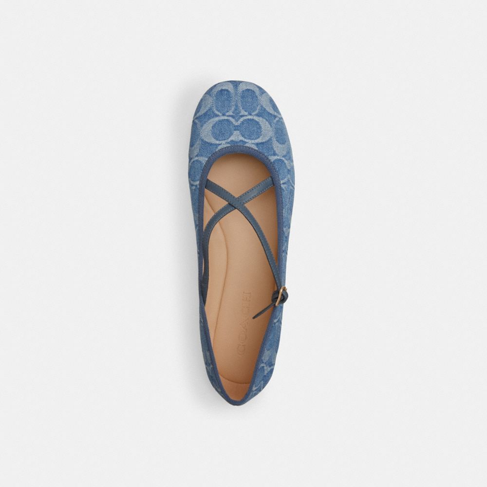 Phoebe Ballet Flat In Signature Denim