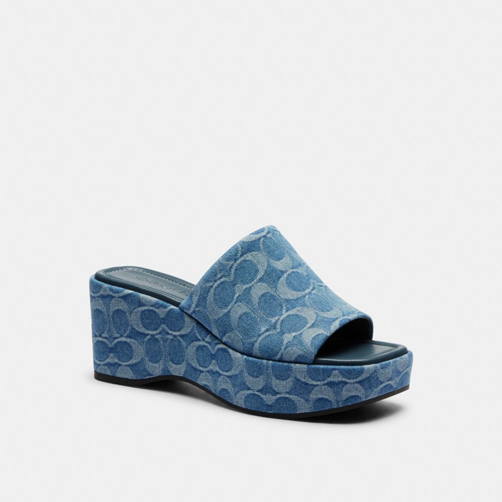 Phoebe Platform Sandal In Signature Denim