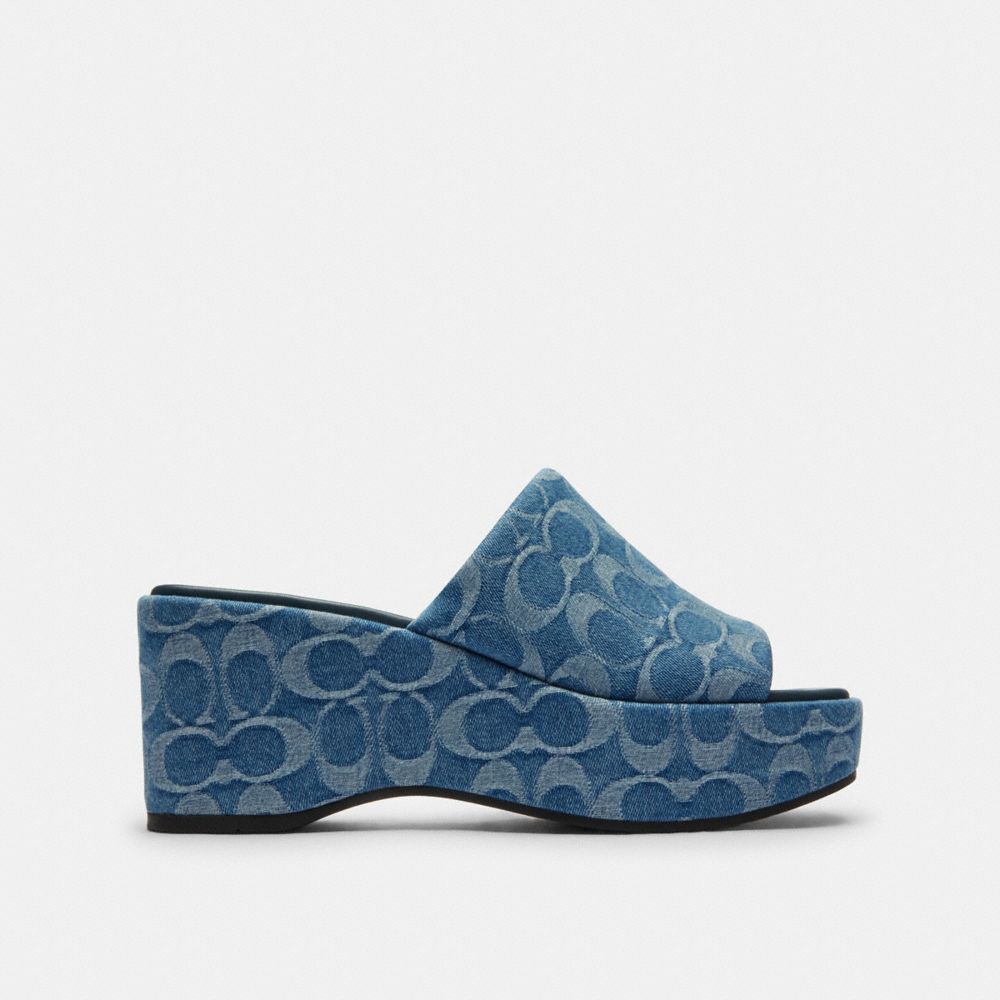 Phoebe Platform Sandal In Signature Denim