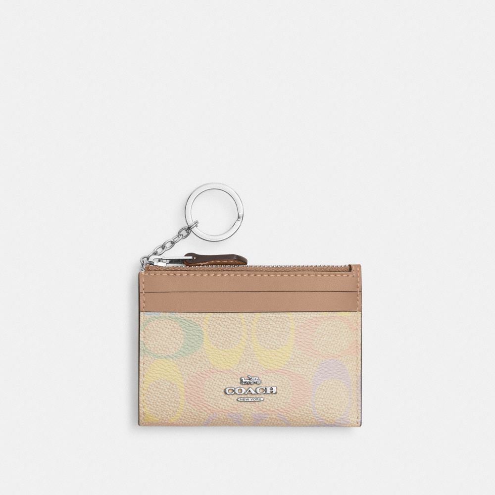 Mini Skinny Id Case In Rainbow Signature Canvas