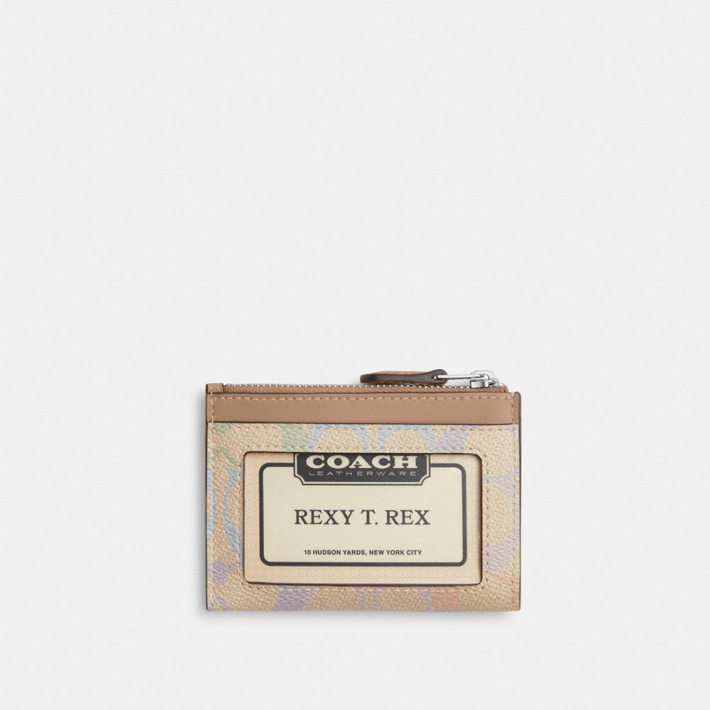 Mini Skinny Id Case In Rainbow Signature Canvas