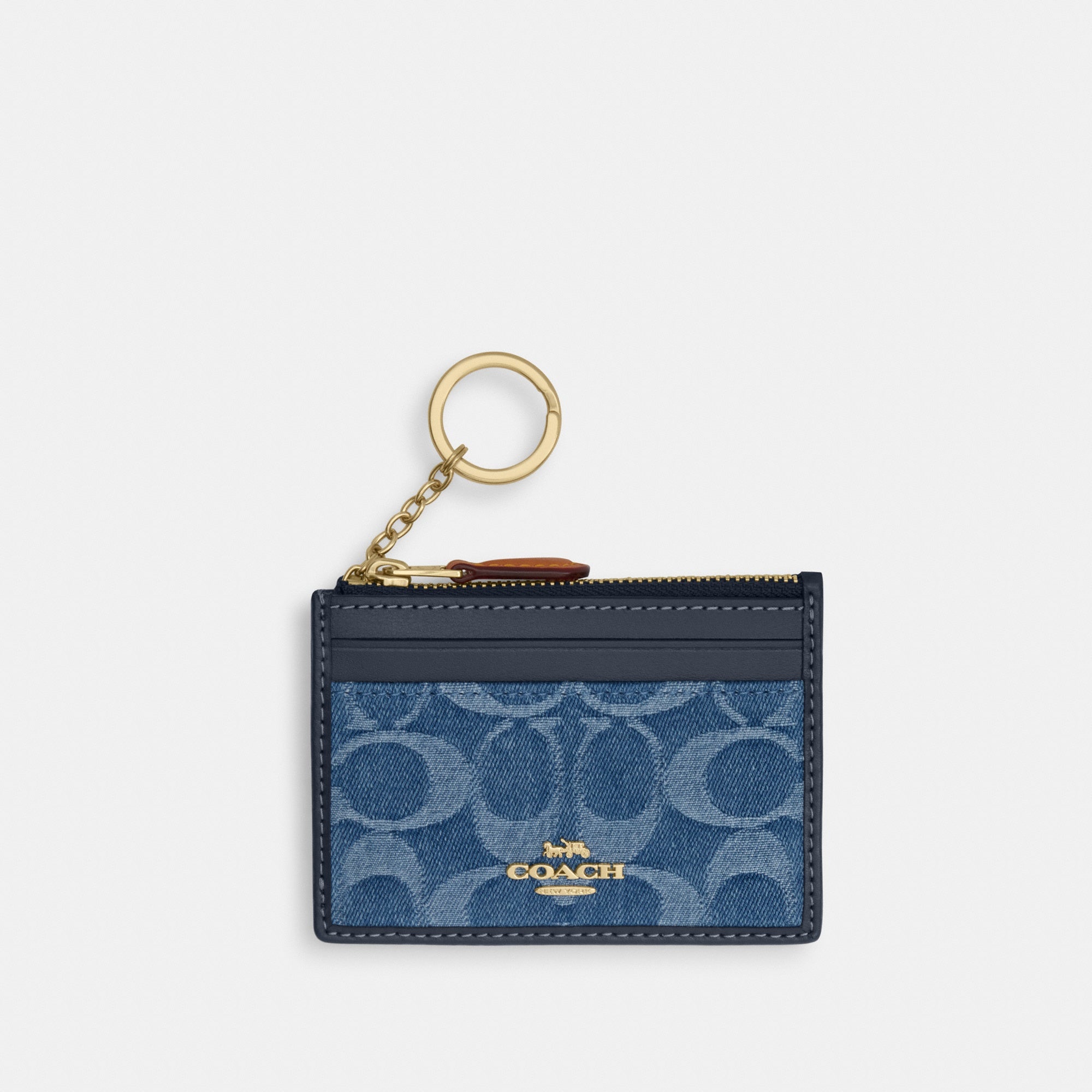 Mini Skinny Id Case In Signature Denim