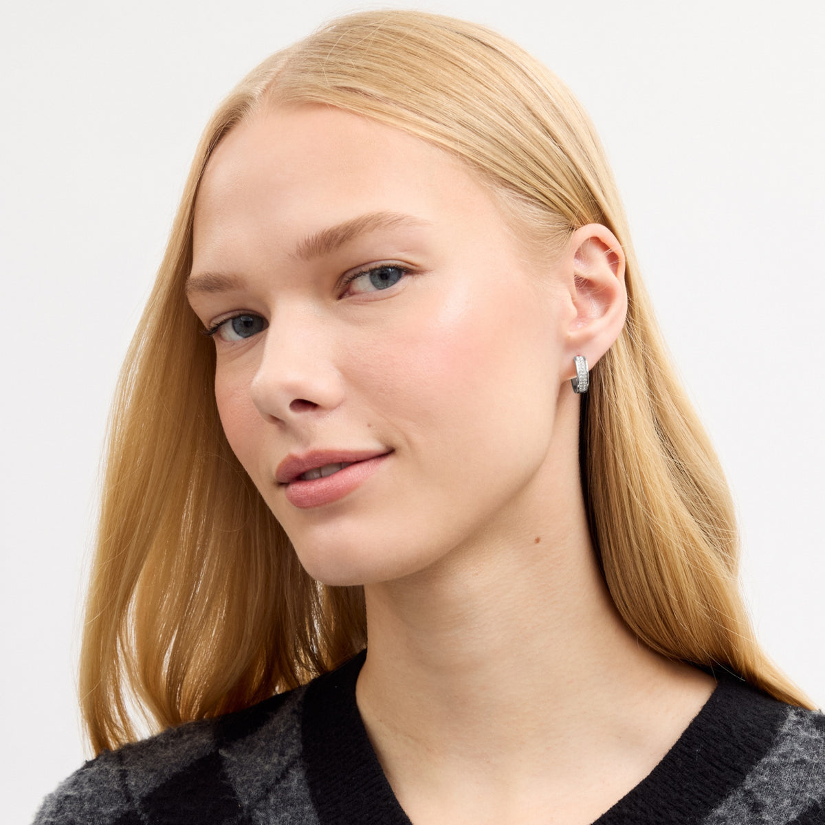 Pavé C Huggie Earrings
