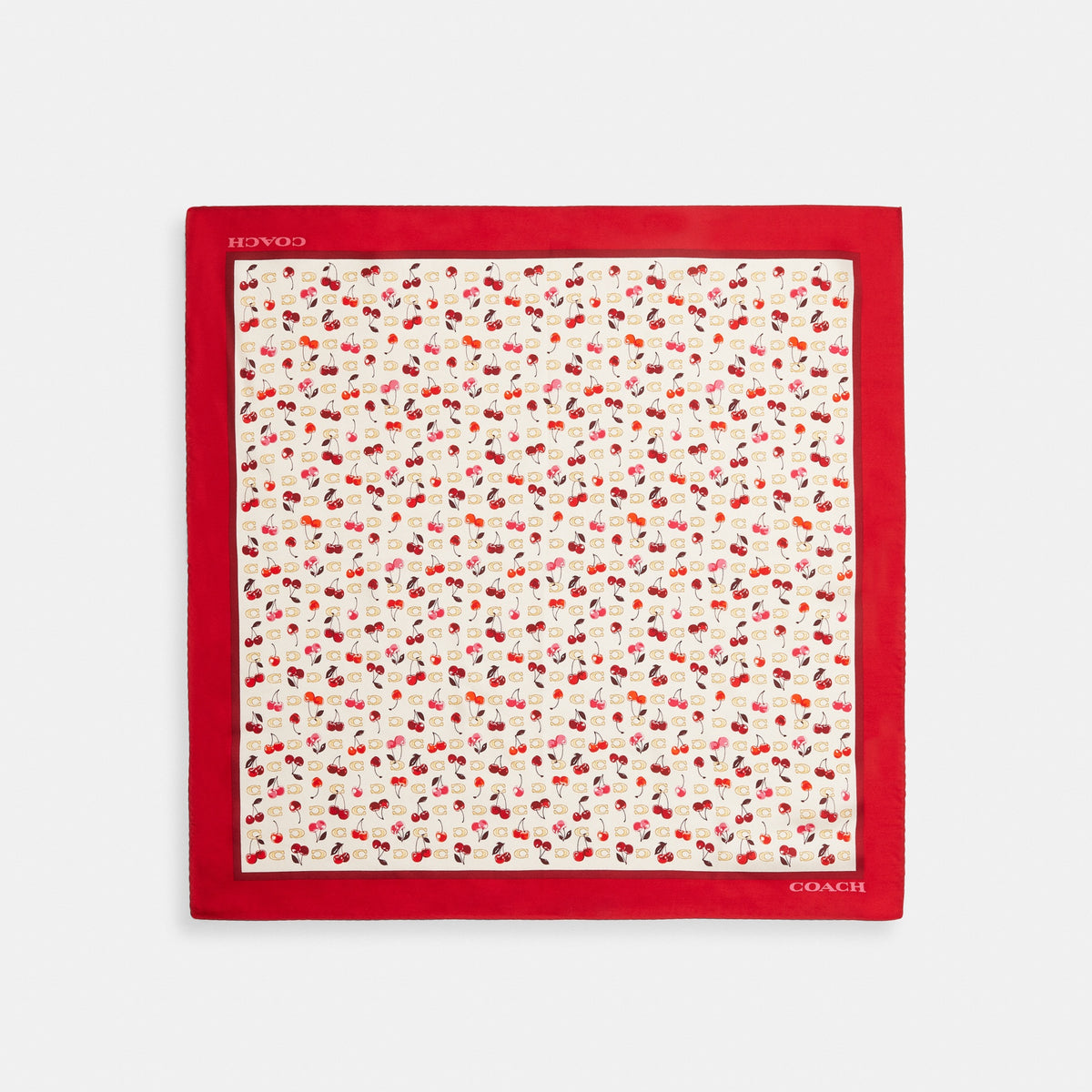 Sculpted C Cherries Print Silk Bandana