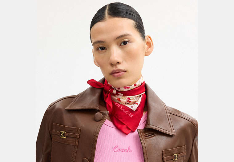 Sculpted C Cherries Print Silk Bandana