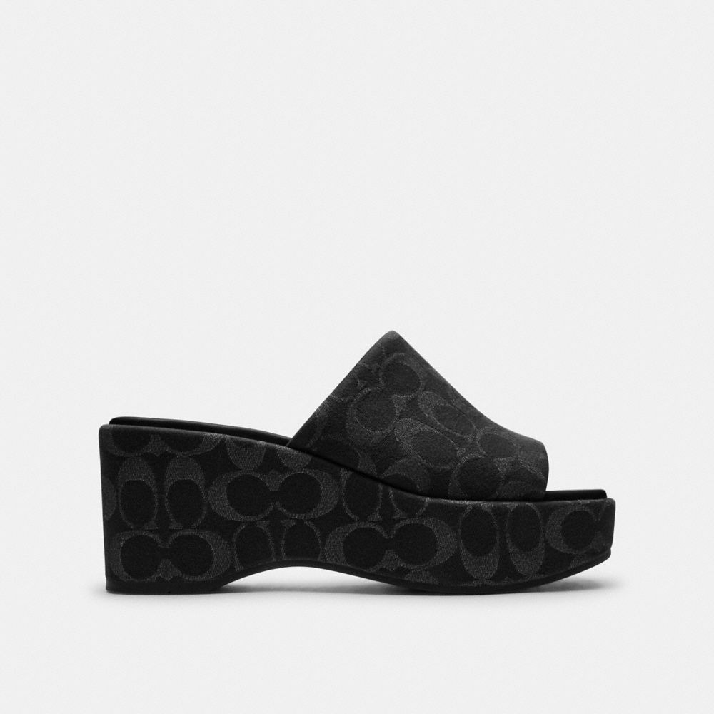 Phoebe Platform Sandal In Signature Denim