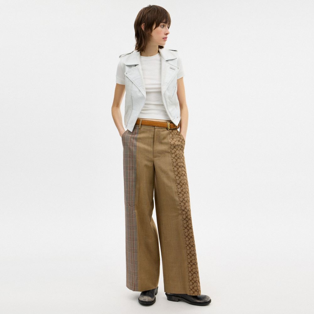 Combo Plaid Tailored Pants