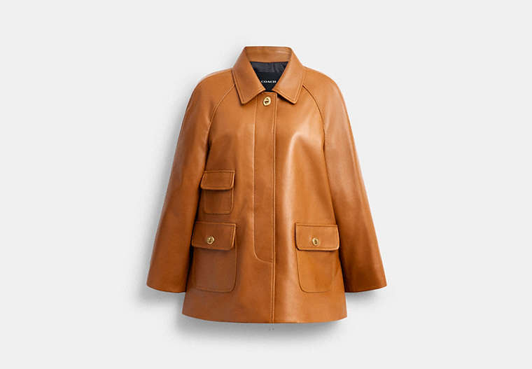 Turnlock Leather Swing Coat