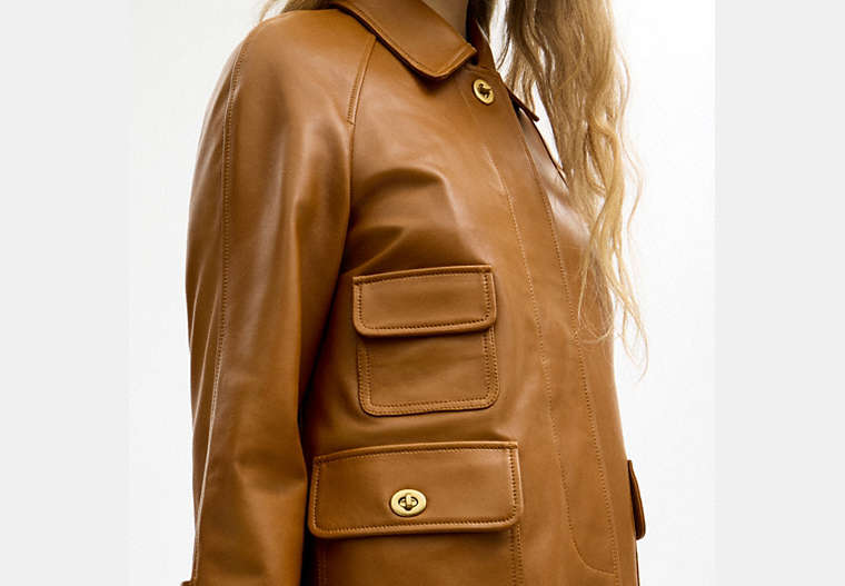 Turnlock Leather Swing Coat