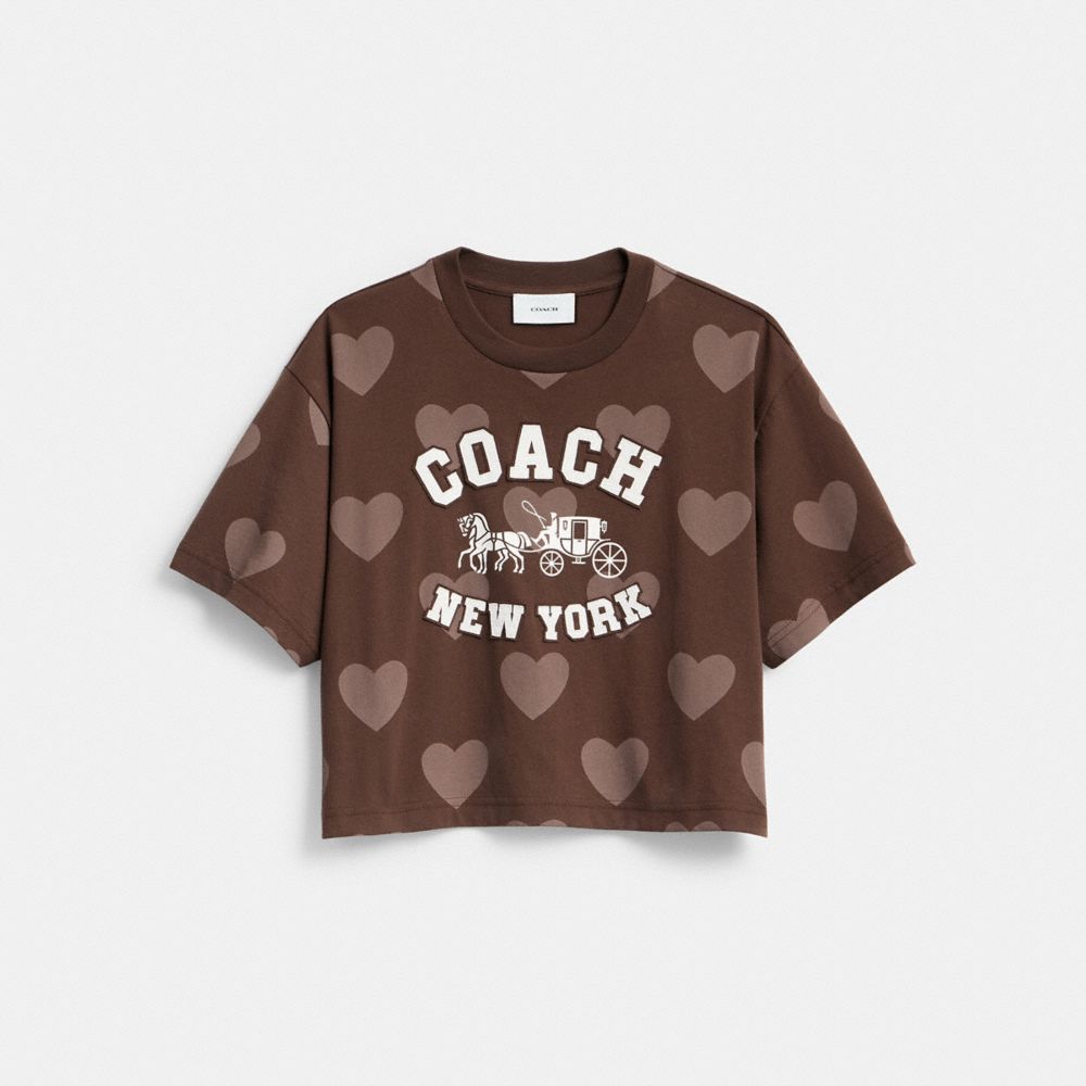 Horse And Carriage Heart Cropped T-Shirt In Organic Cotton