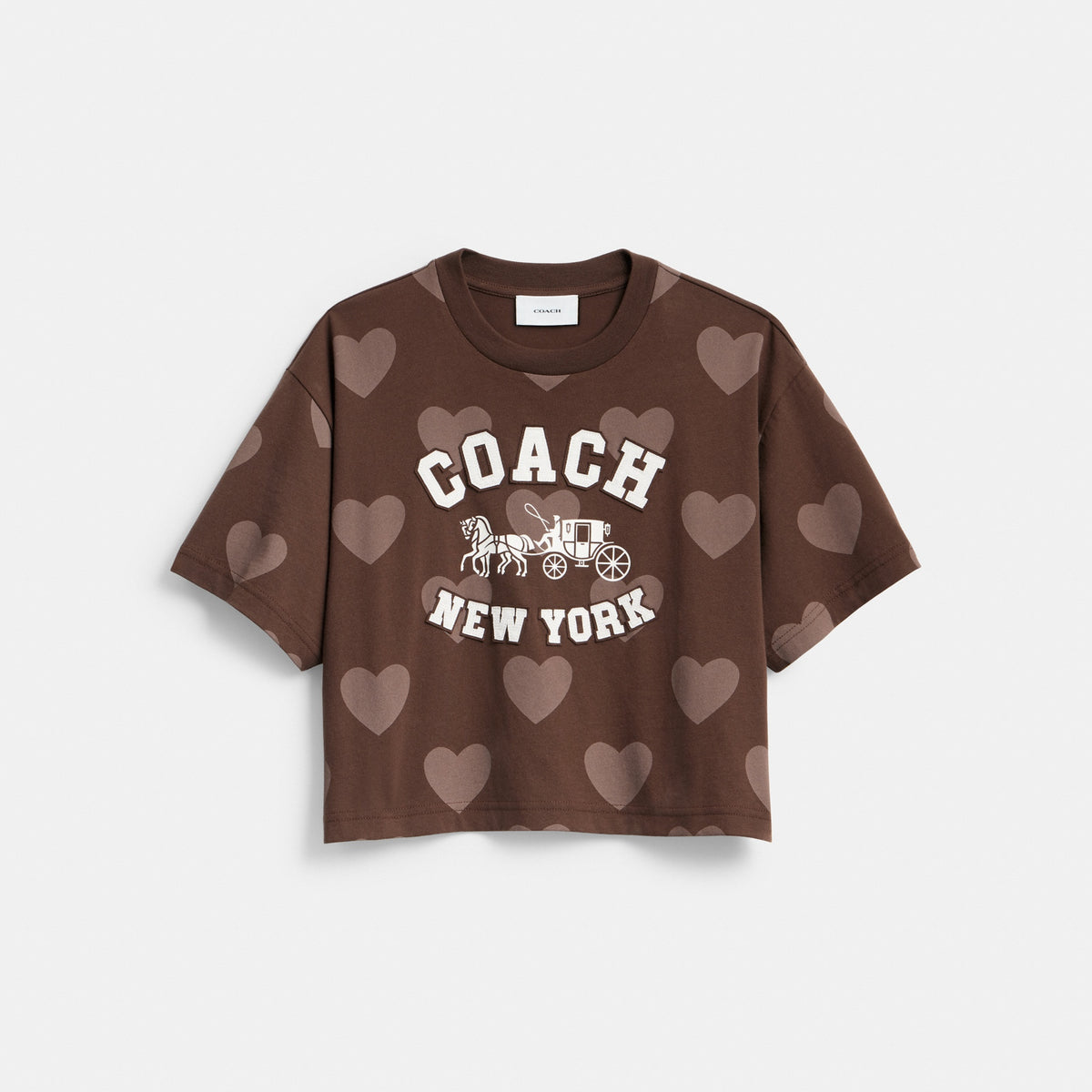 Horse And Carriage Heart Cropped T-Shirt In Organic Cotton