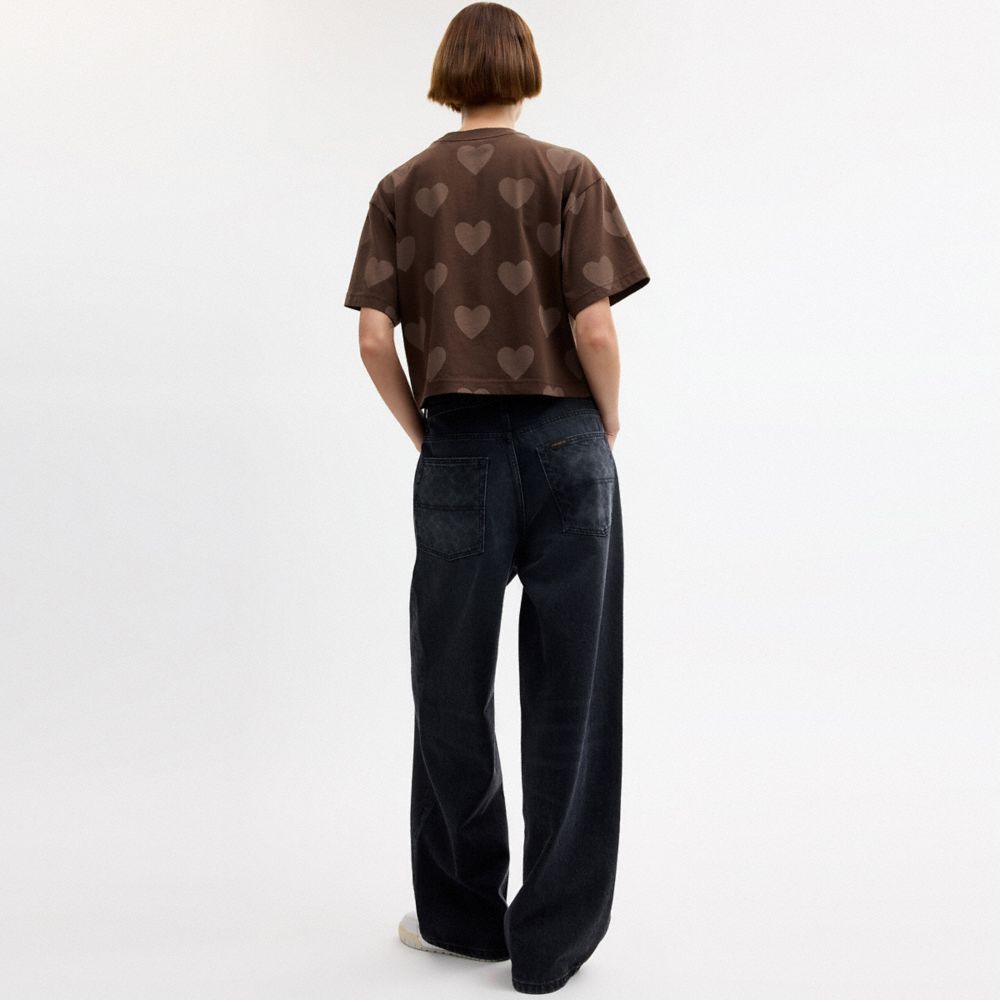 Horse And Carriage Heart Cropped T-Shirt In Organic Cotton
