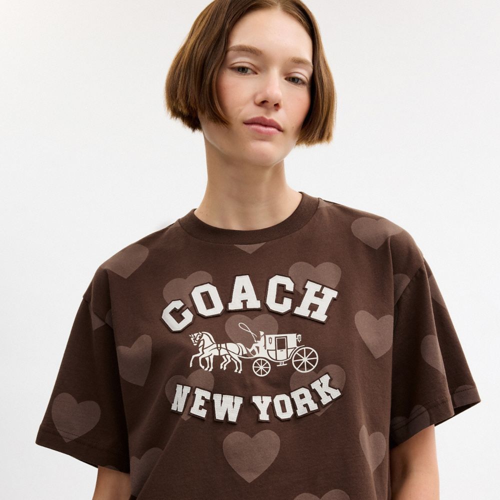 Horse And Carriage Heart Cropped T-Shirt In Organic Cotton
