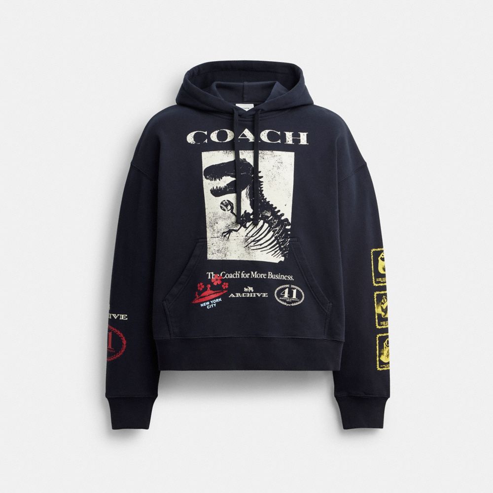 Dinosaur Collage Relaxed Hoodie In Organic Cotton