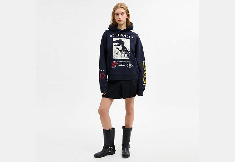 Dinosaur Collage Relaxed Hoodie In Organic Cotton