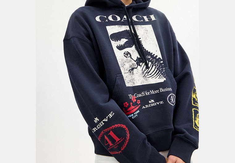 Dinosaur Collage Relaxed Hoodie In Organic Cotton