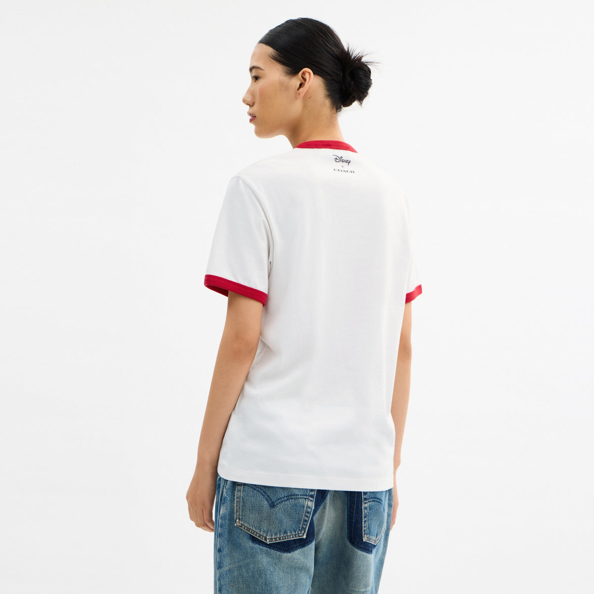 Disney X Coach Mickey Graphic Ringer T-Shirt In Organic Cotton