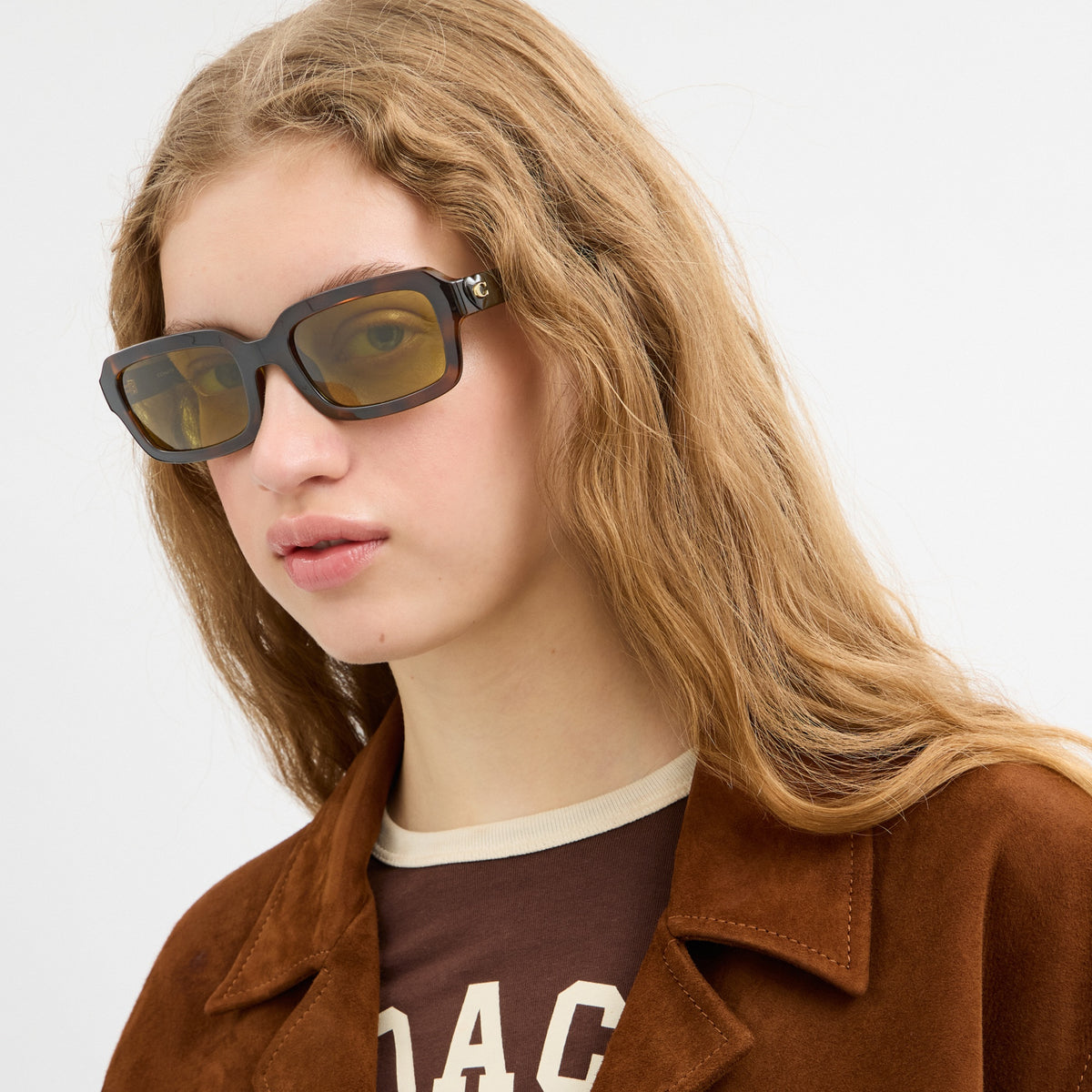 C Heart Narrow Square Sunglassses